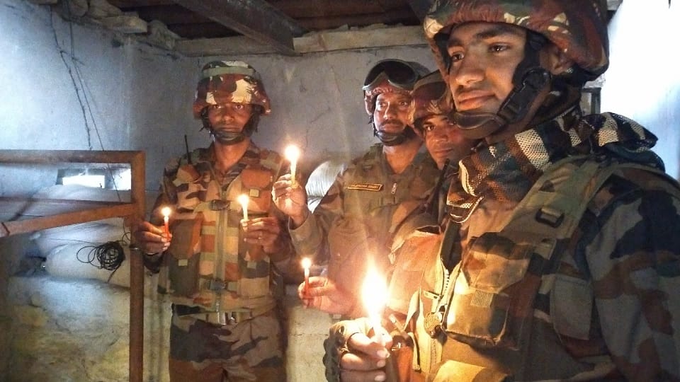 Soldiers posted in Poonch district on Indo-Pakistan border celebrated Diwali