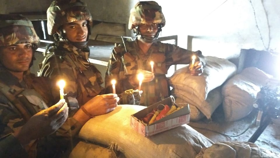 Soldiers posted in Poonch district on Indo-Pakistan border celebrated Diwali