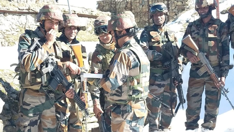 Soldiers posted in Poonch district on Indo-Pakistan border celebrated Diwali