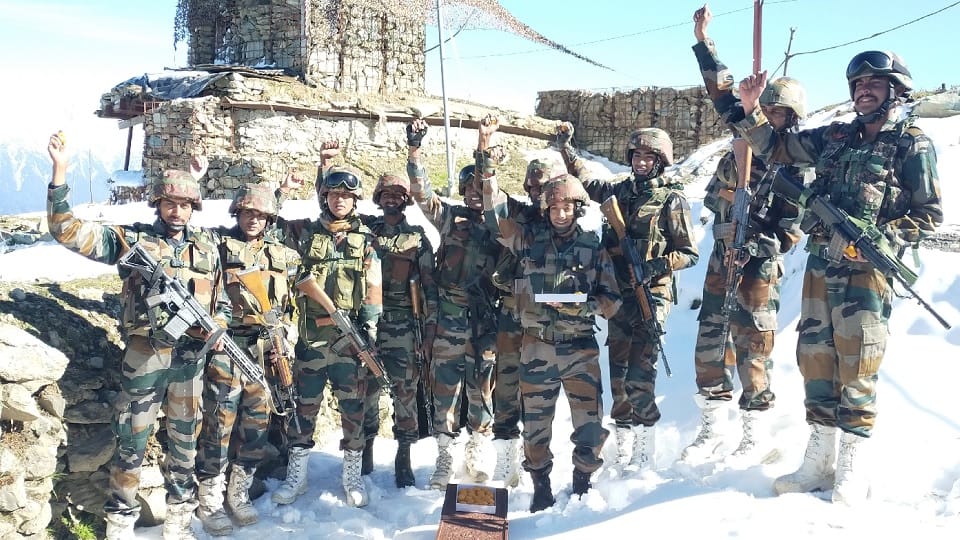Soldiers posted in Poonch district on Indo-Pakistan border celebrated Diwali