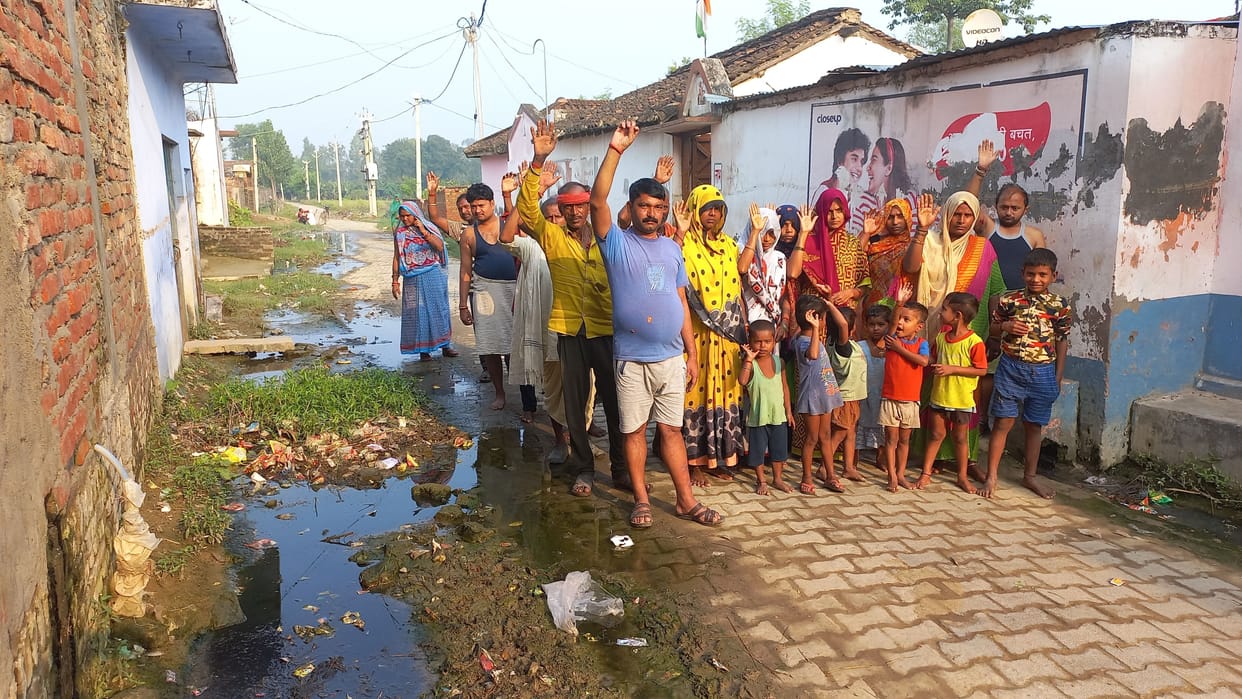 Villagers demonstrated over the problem of drainage