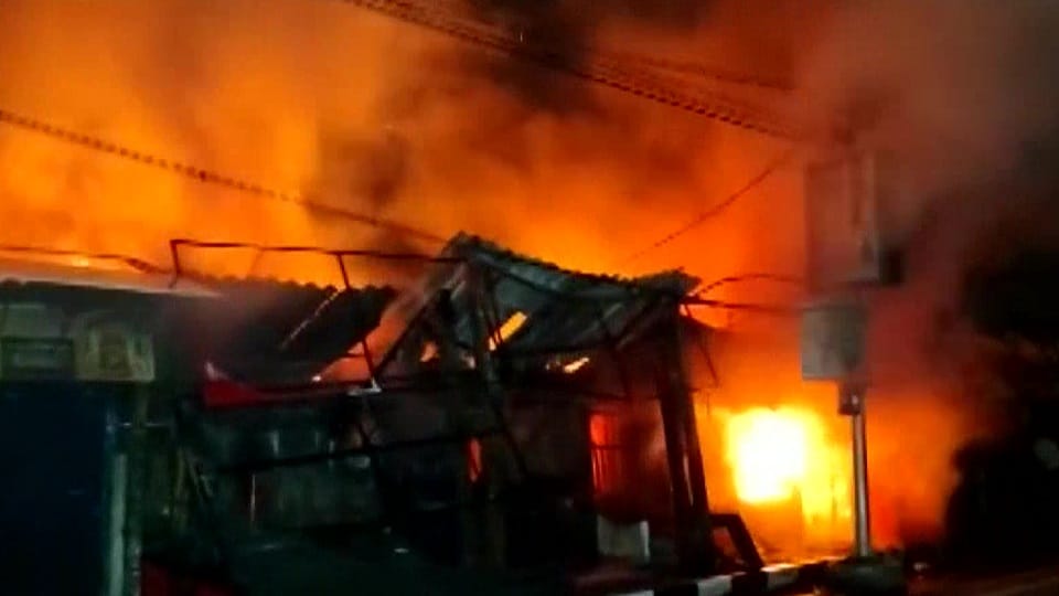Fire broke out at a firecracker shop in IMA hall in Governerpet, Vijayawada Andhra Pradesh