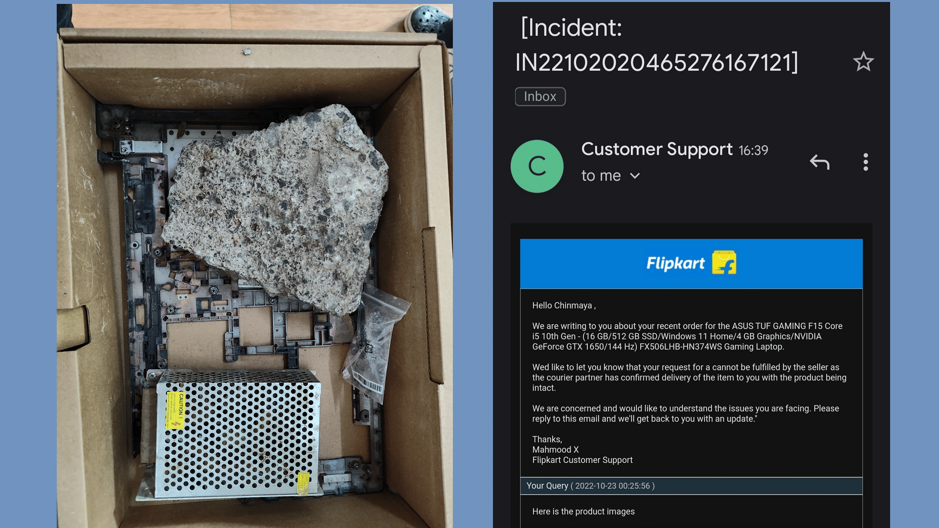 Flipkart Big Diwali Sale Man Ordered gaming laptop from received a giant stone