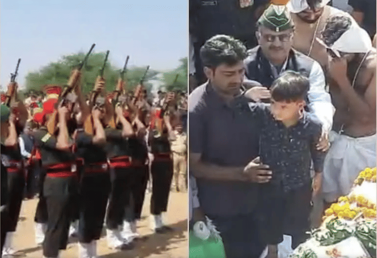Rohitash Khairwa of Jhunjhunu cremated with military honors five-year-old daughter lit the fire