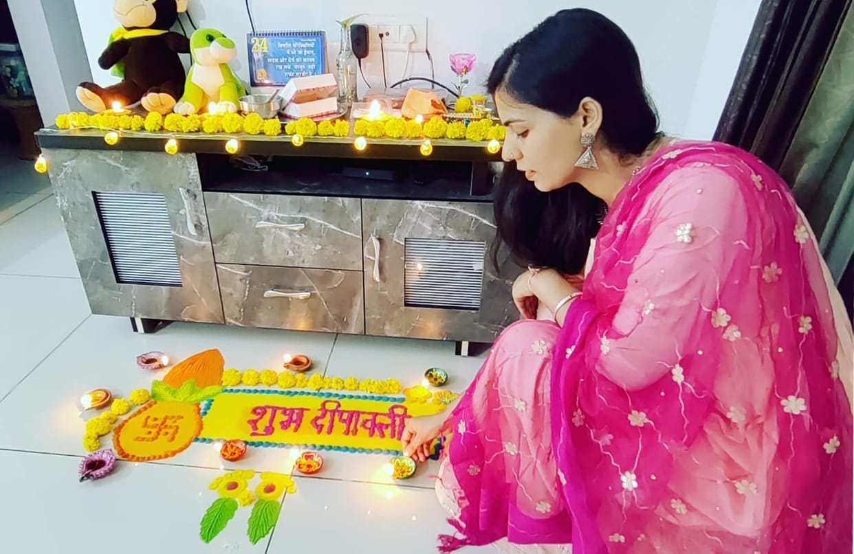 Amavasya night lit up with the light of diyas