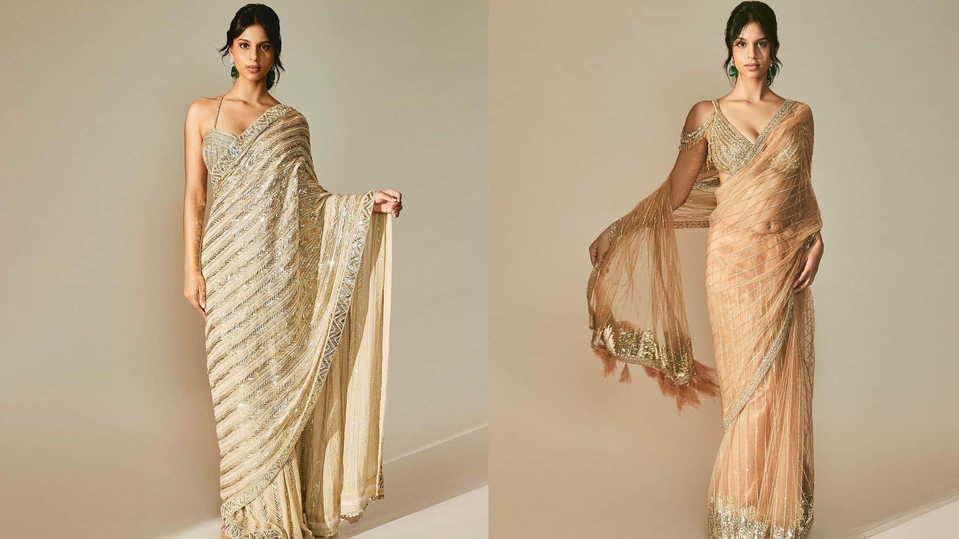 Fashion ananya panday and janhvi kapoor looks very beautiful in saree