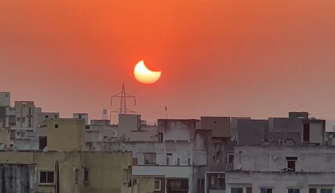 Surya Grahan 2022 Solar eclipse seen in Indore Bhopal and Ujjain