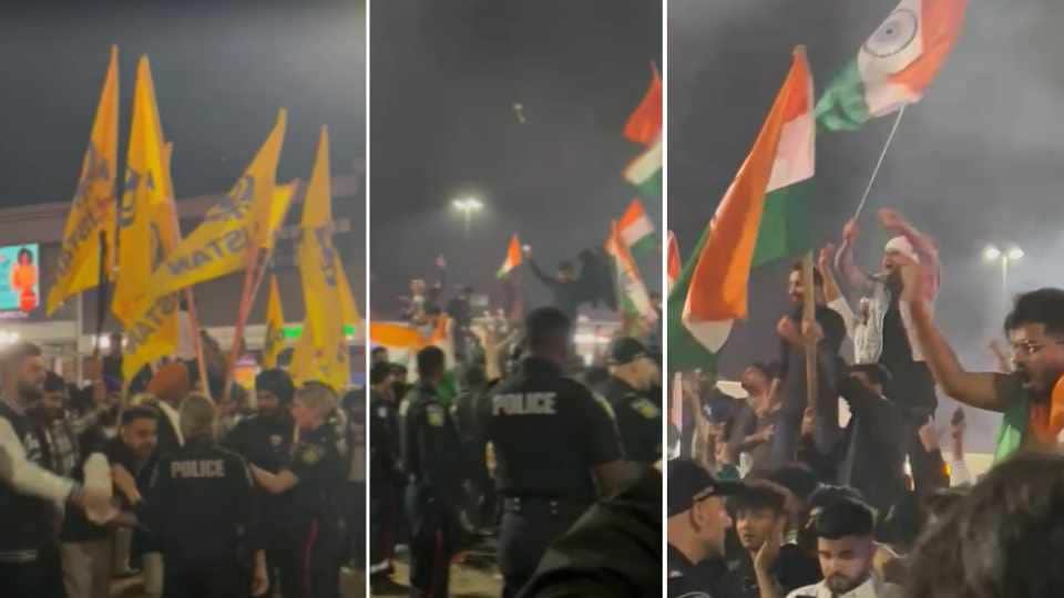 Canada Indian Flags Insulted by Khalistani Supporters and India Lovers Face Face News in Hindi