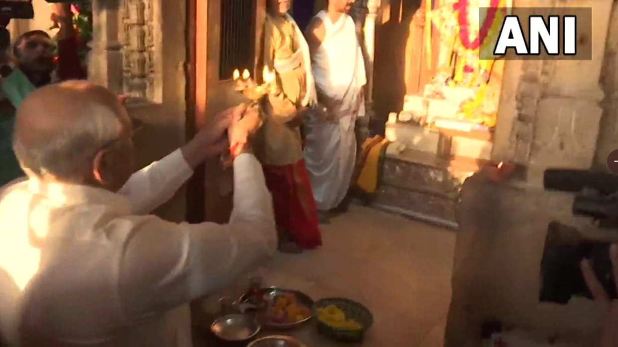 gujarat chief minister bhupendra patel offers prayers at Panchdev Mandir in Gandhinagar