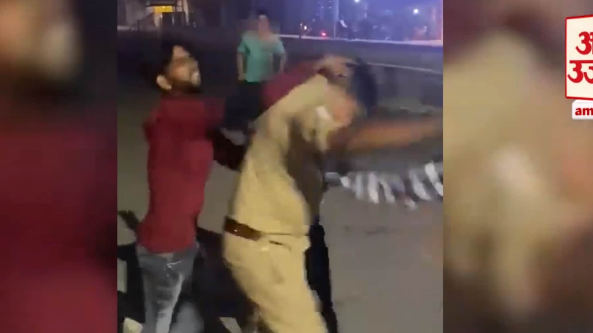 A police man got beaten by four men in para in Lucknow.