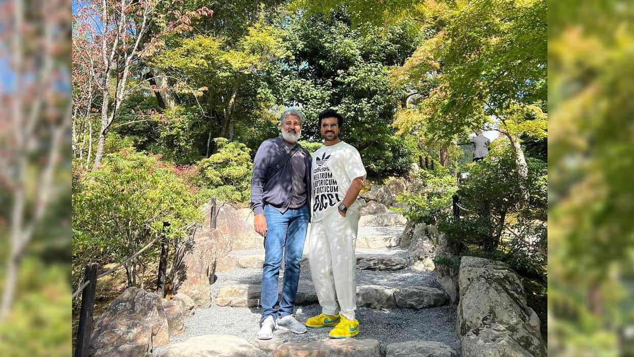 rrr actor Ram Charan drops picture with SS Rajamouli Jr NTR from Japan trip