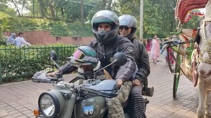 Malayalam actor Akshay made amazing helmet for dog see taj mahal