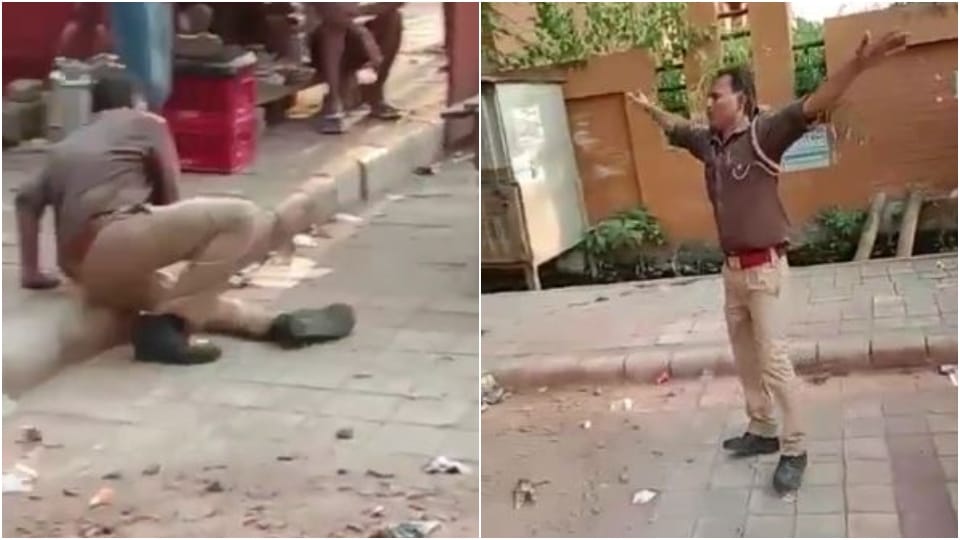 Drunk constable created ruckus on the road video goes viral in agra