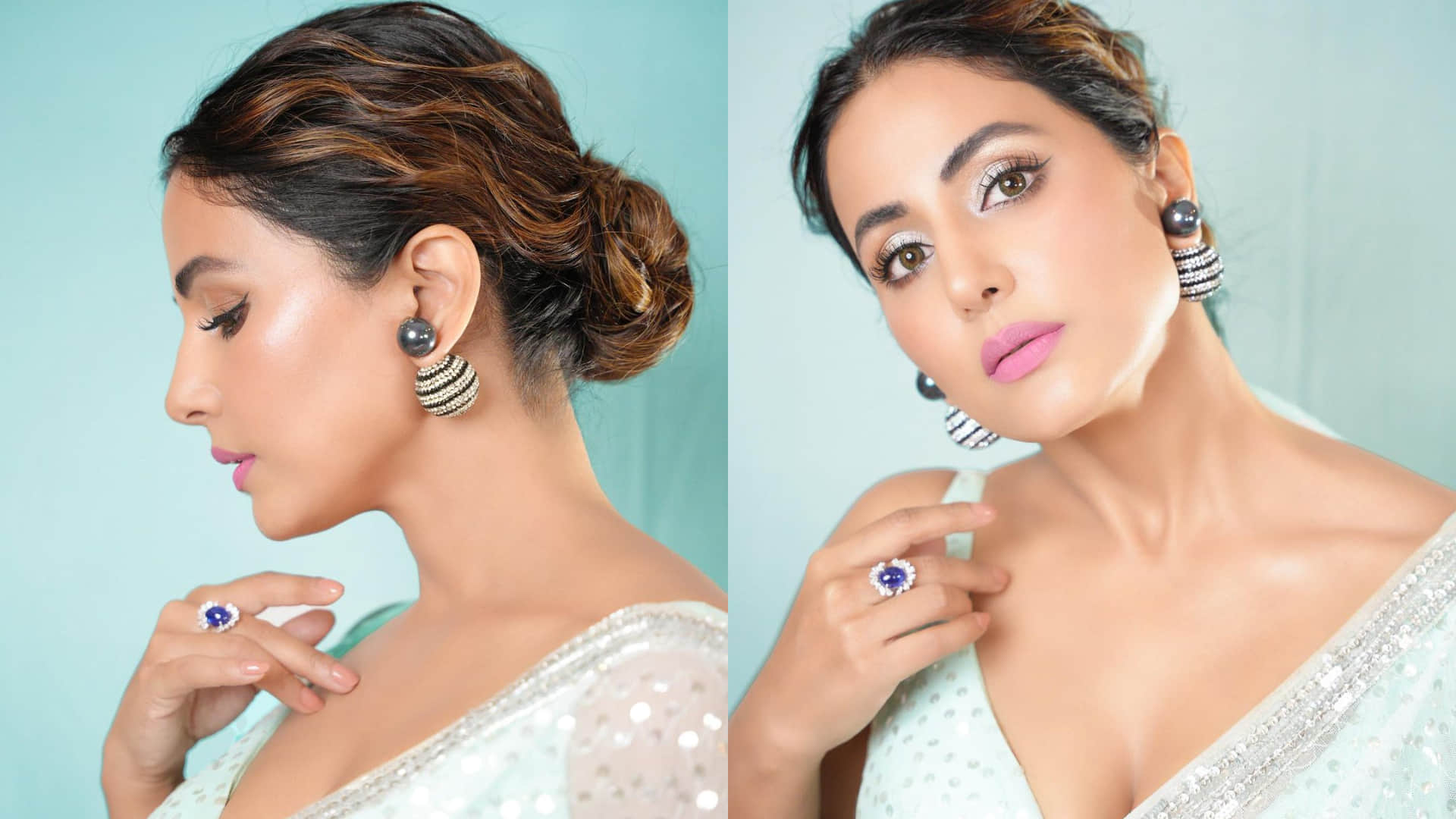hina khan in sheer white saree for diwali party see gorgeous pics