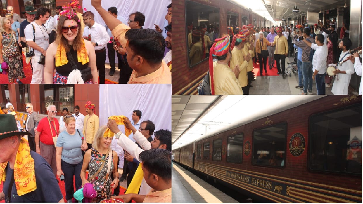 See in pictures On arrival of Maharaja Express in Varanasi, tourists were welcomed with tilak