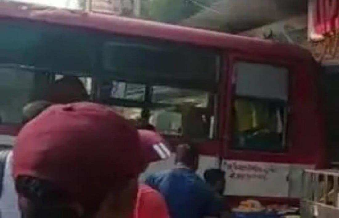 Road accident averted in Mau Roadways bus started without driver and entered sweet shop