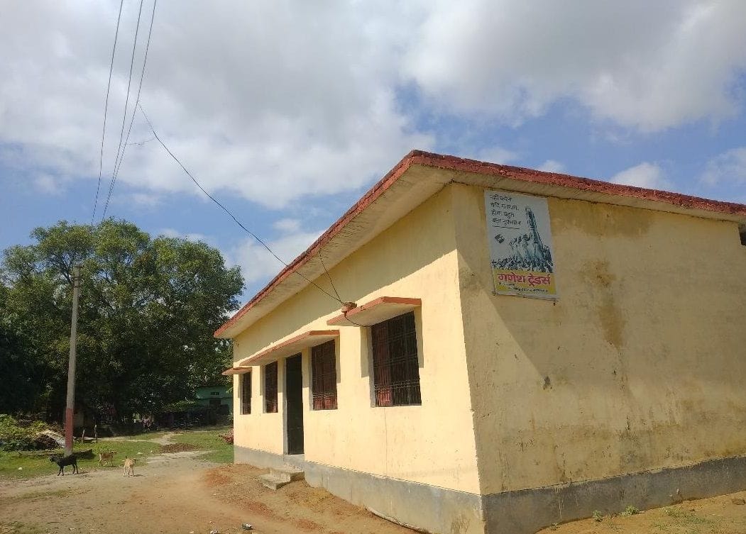 Bulbs are being lit in the Panchayat Bhawan by putting Katia