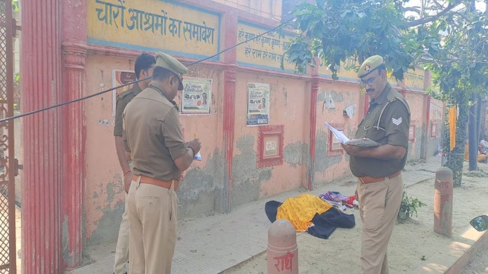 Water shower on devotees sleeping outside ashrams at night in Vrindavan