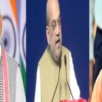 पीएम नरेंद्र मोदी,  गृह मंत्री अमित शाह और मुख्यमंत्री योगी आदित्यनाथ।