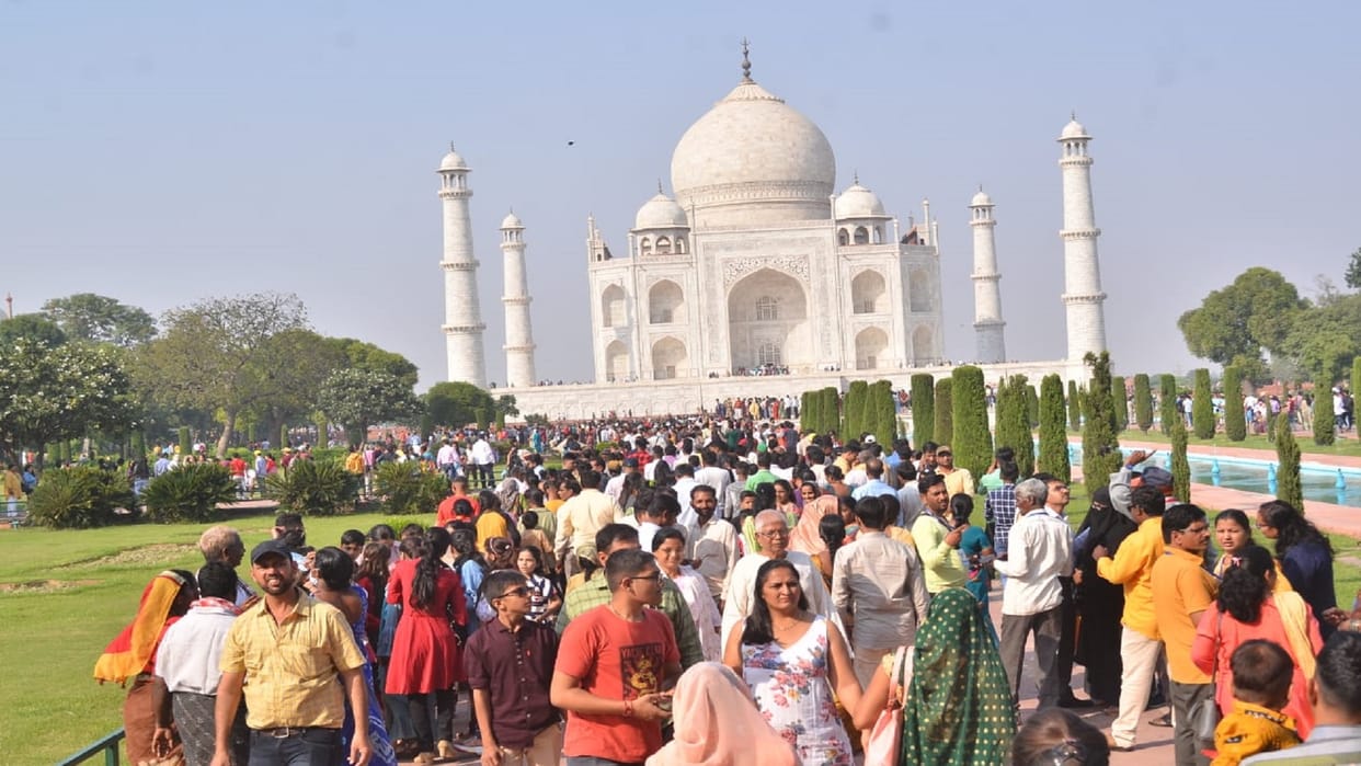 Tourists reach Taj Mahal in record numbers for first time in this season