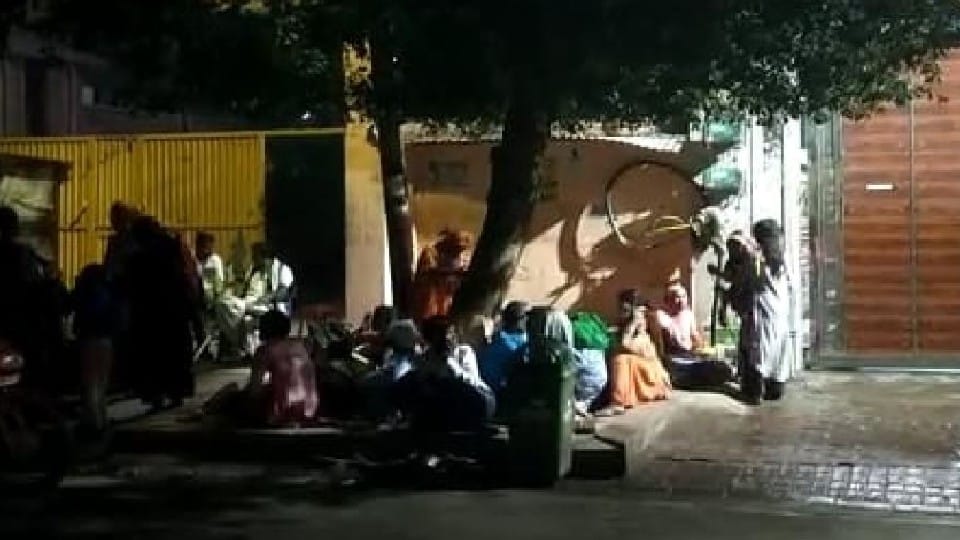 Water shower on devotees sleeping outside ashrams at night in Vrindavan