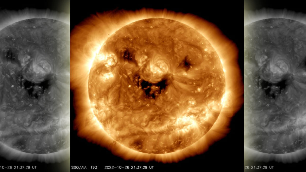 nasa captures stunning smiling photo of sun in the space