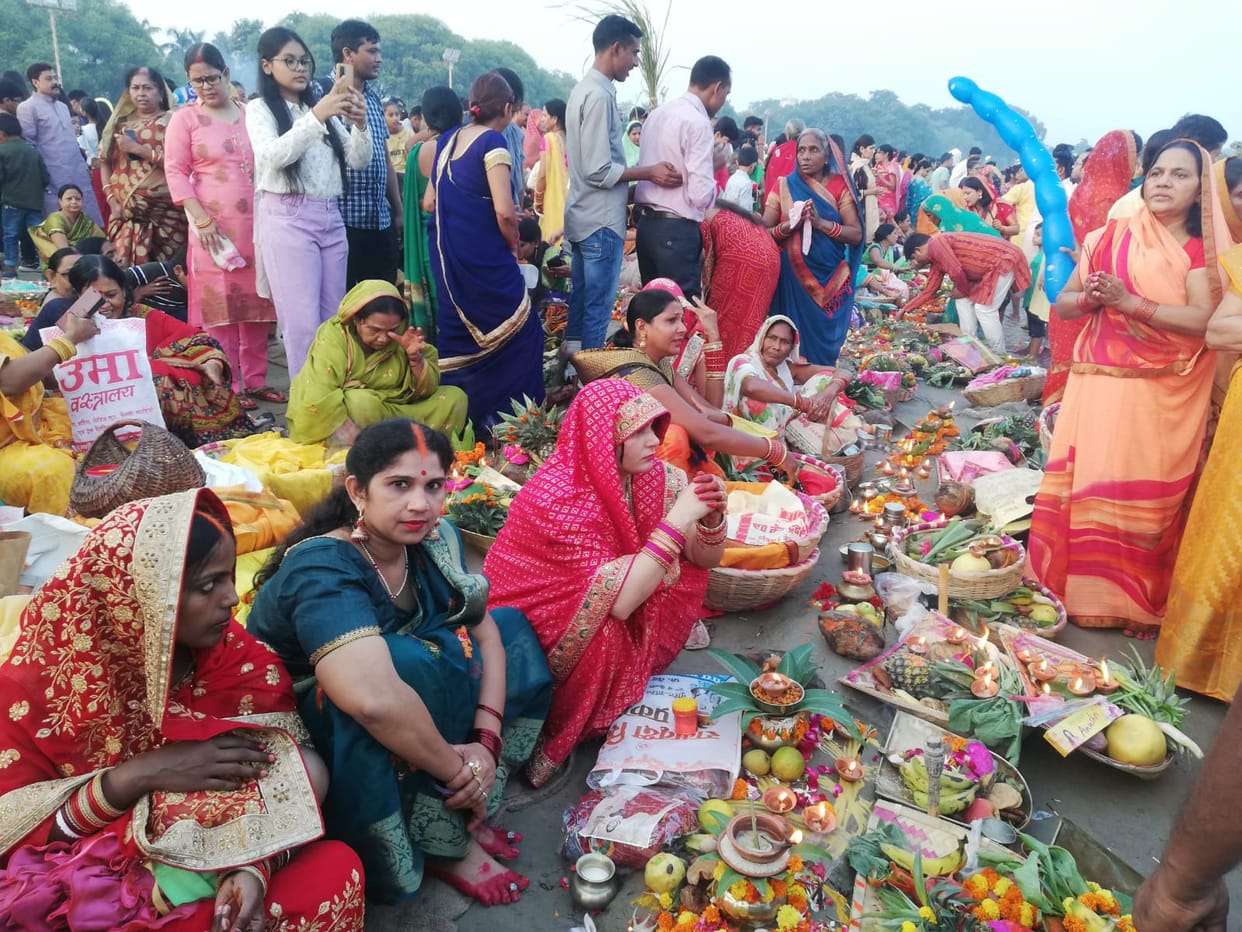 The fasting women worshiped the sun for happiness and prosperity