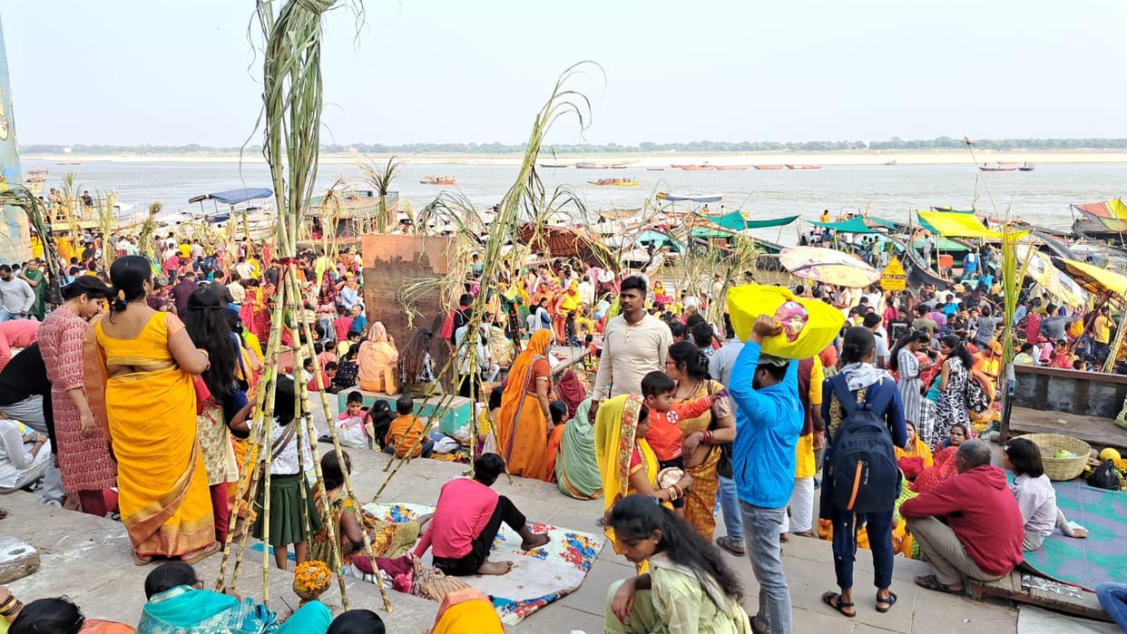 Chhath Puja in Varanasi LIVE Vratis come out of their homes to offer arghya to setting sun