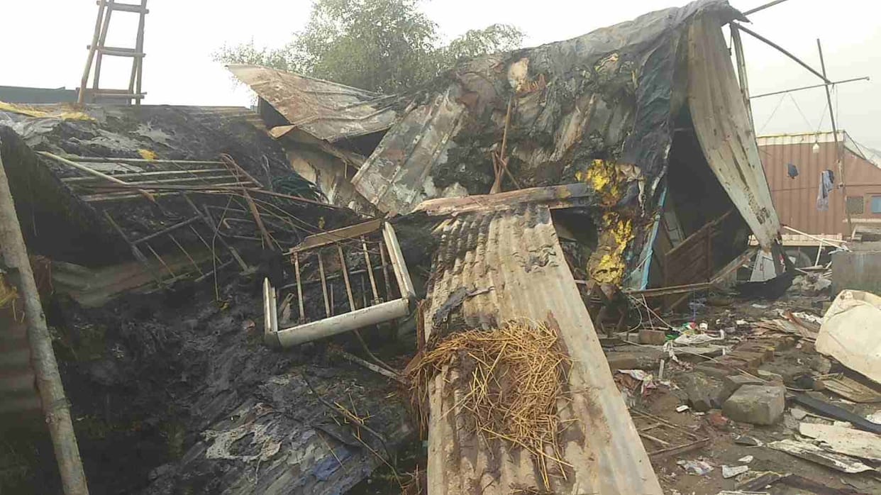 Looting and sabotage was done before the arson on the dhaba