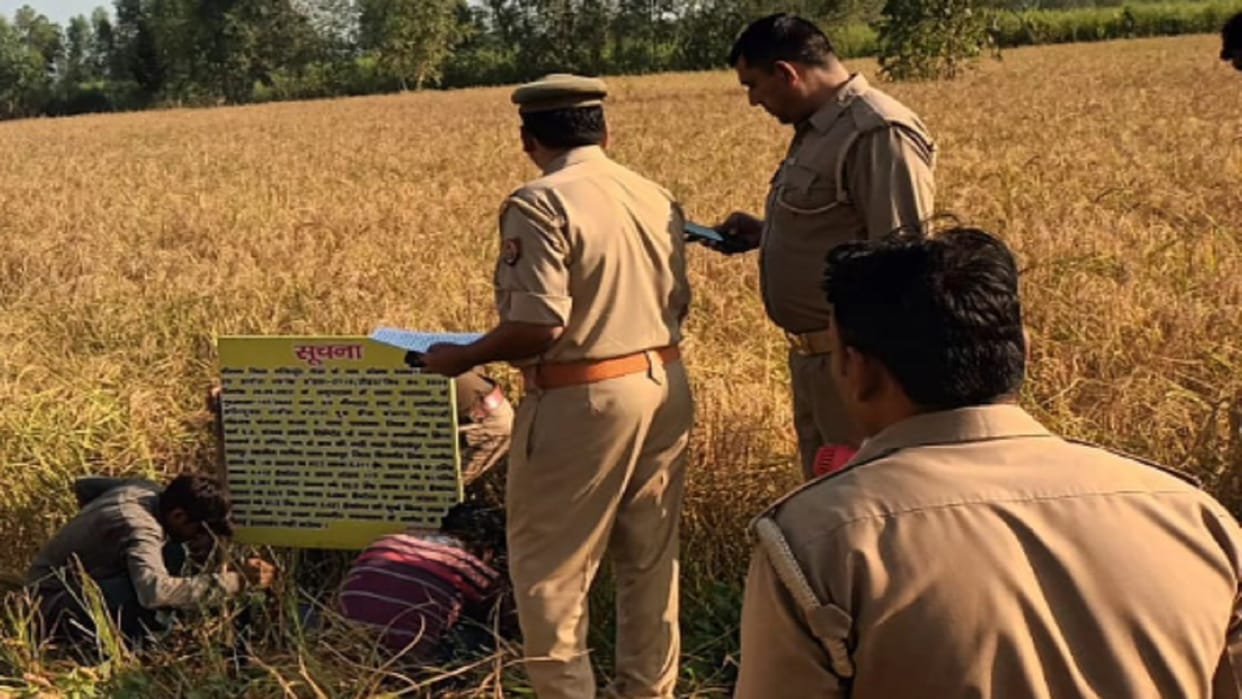 Police have seized 15 bighas of land of international cattle smuggler Akbar Banjara in Bijnor
