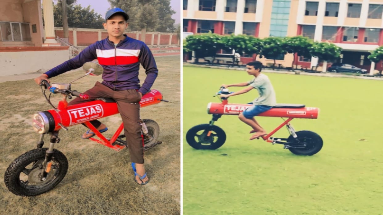Meerut: Electric bike made by two brothers on PVC pipe, will travel 150 km in just five rupees