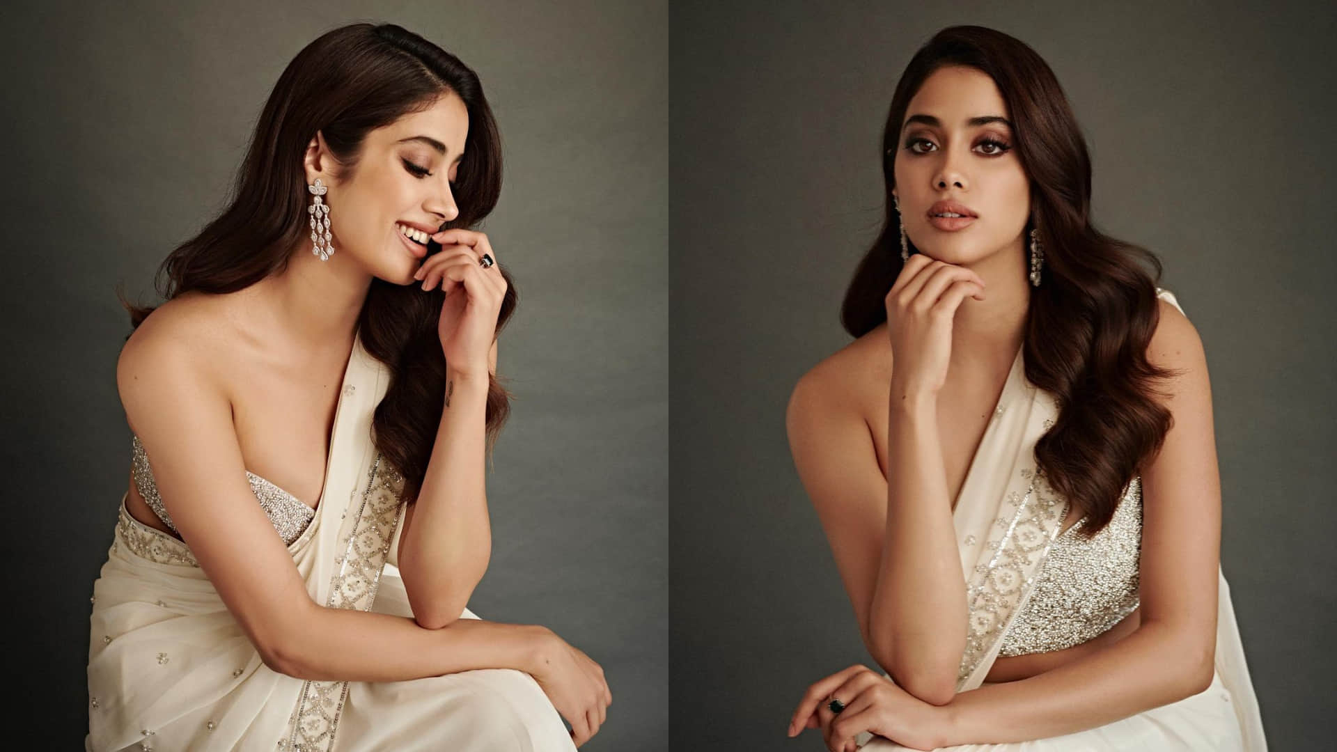 janhvi kapoor go hot in strapless blouse for mili promotion