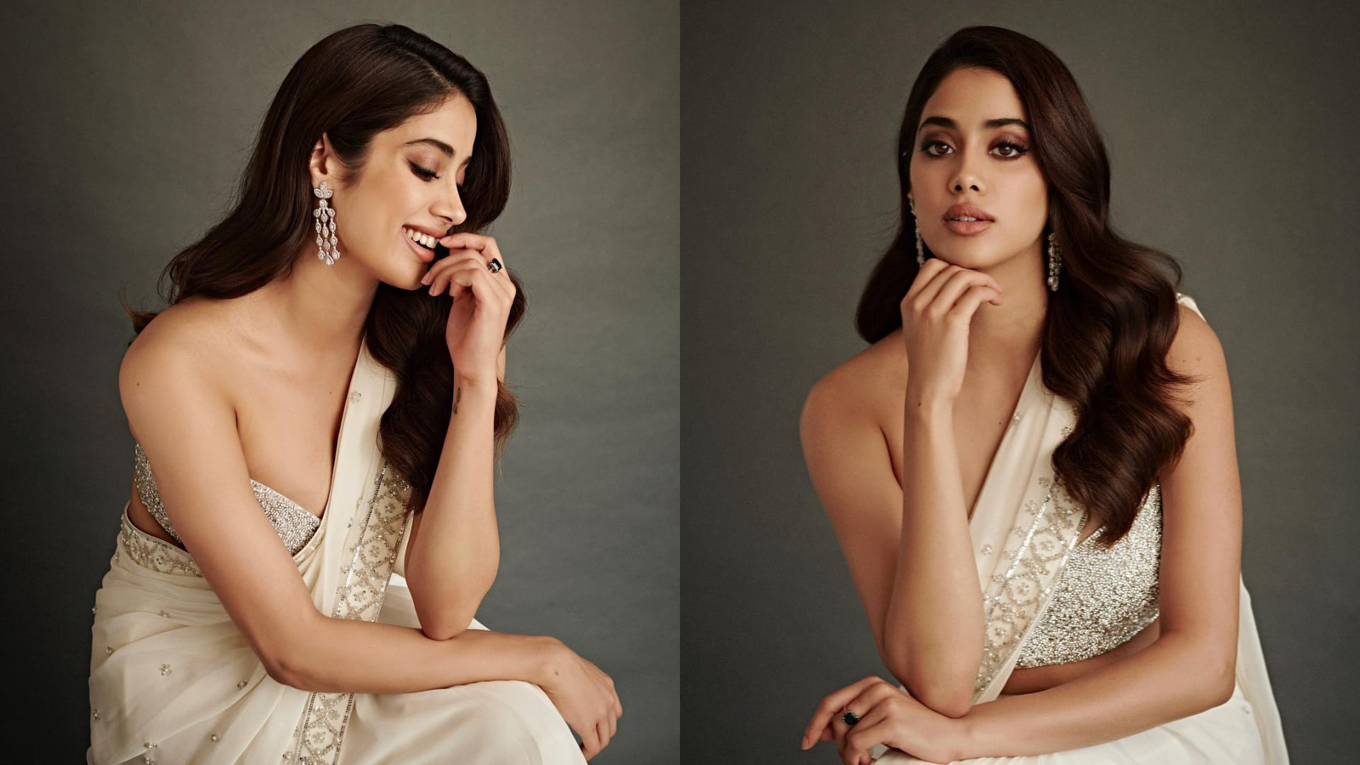 janhvi kapoor go hot in strapless blouse for mili promotion