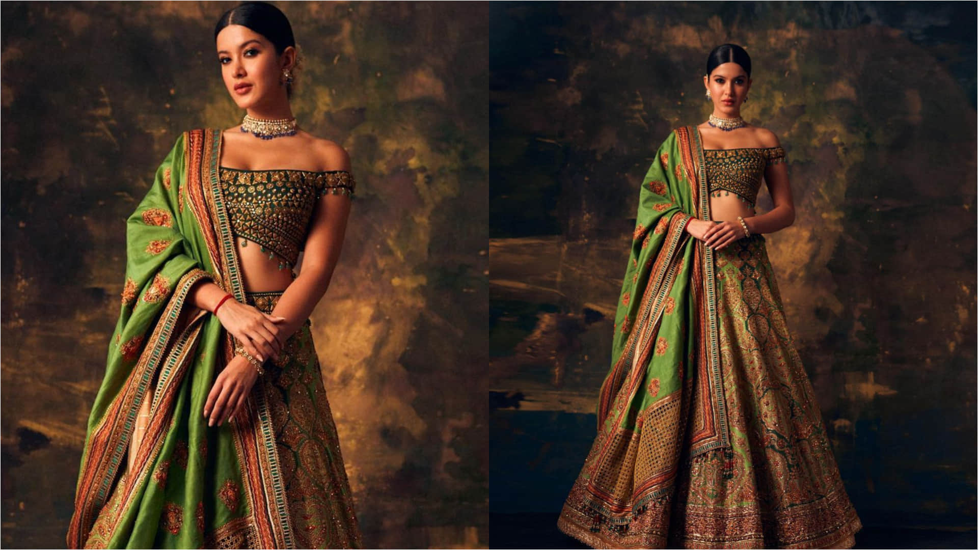 shanaya kapoor diwali look in green lehenga ideal for next wedding season
