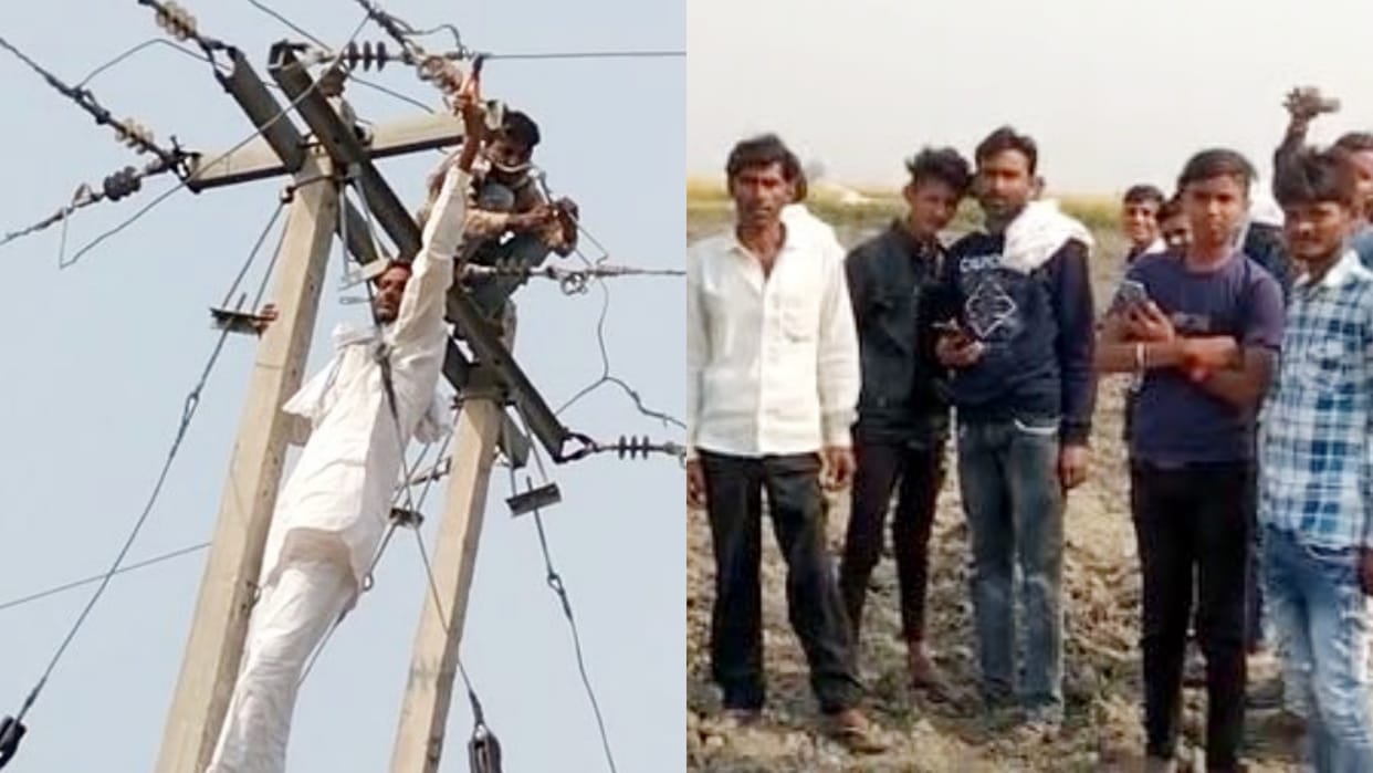 Congress MLA climbs on electric pole in Sheopur