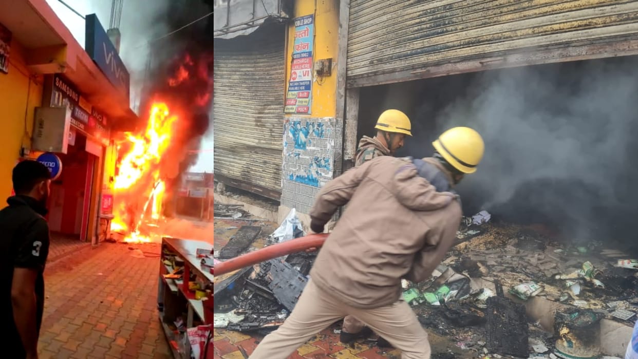 Fire in four shops of Chaudhary Market in Mandi of himachal pradesh
