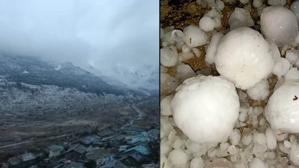 Uttarakhand Weather: snowfall in Darma or Vyas valley and hailstorm in Munsiyari photos