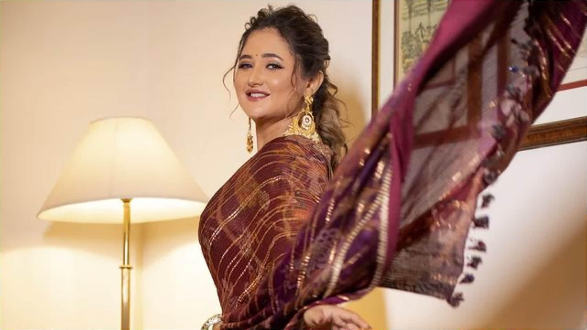 fashion faceoff ankita lokhande rashmi desai wear same maroon saree see whose look attractive