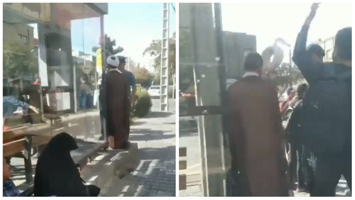 cleric turban took off in protest against the hijab in Iran