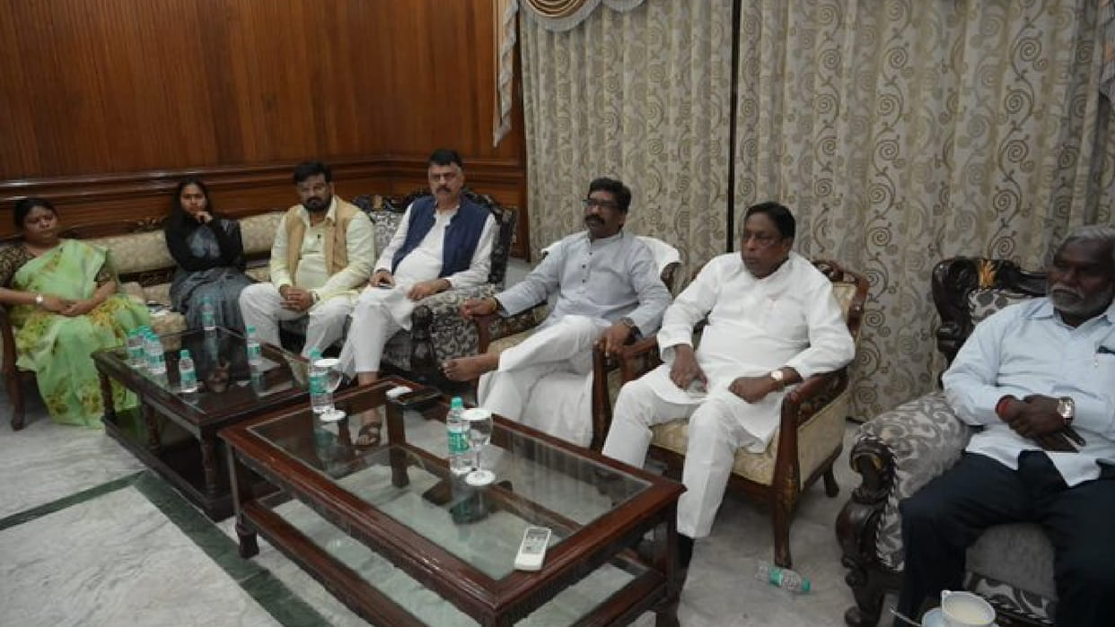 Jharkhand CM Hemant Soren presides over the UPA legislators meeting at his residence in Ranchi