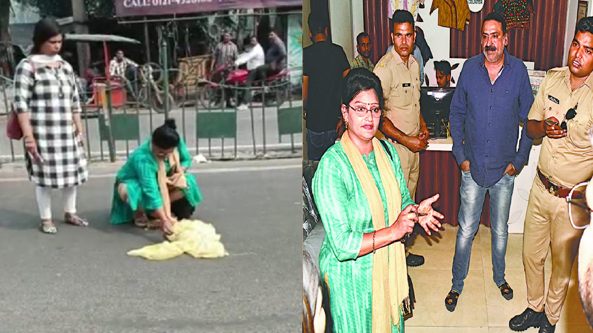 Meerut: Woman sets sari on fire in front of showroom, creates ruckus