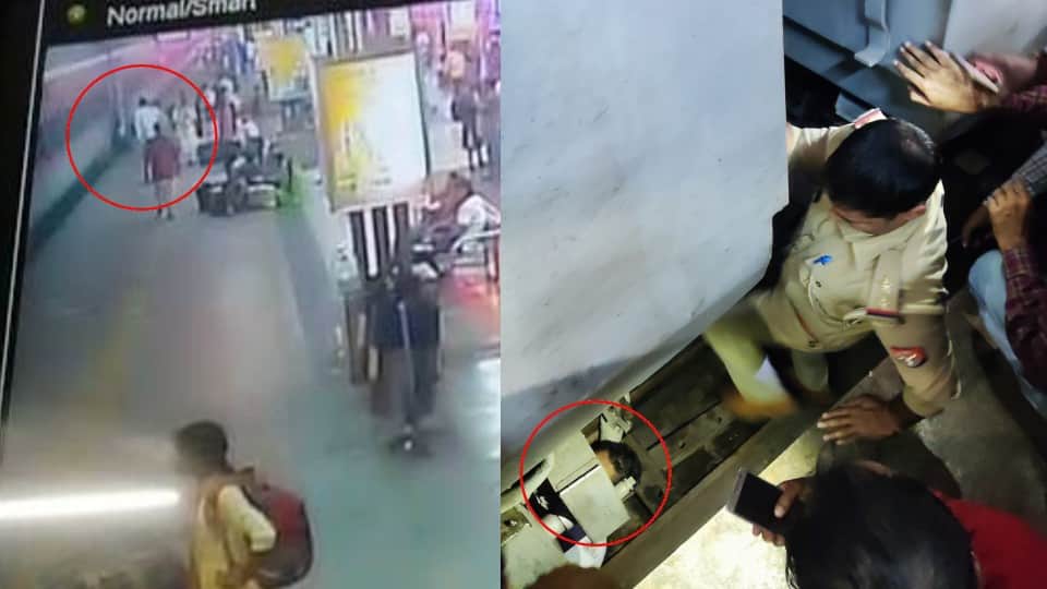 train passed over the passenger who fell from the platform grp inspector saved his life in mathura