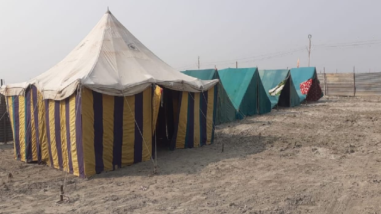 Ganga snan Fair preparations begin watch towers built for security inaugurated on five  see photos