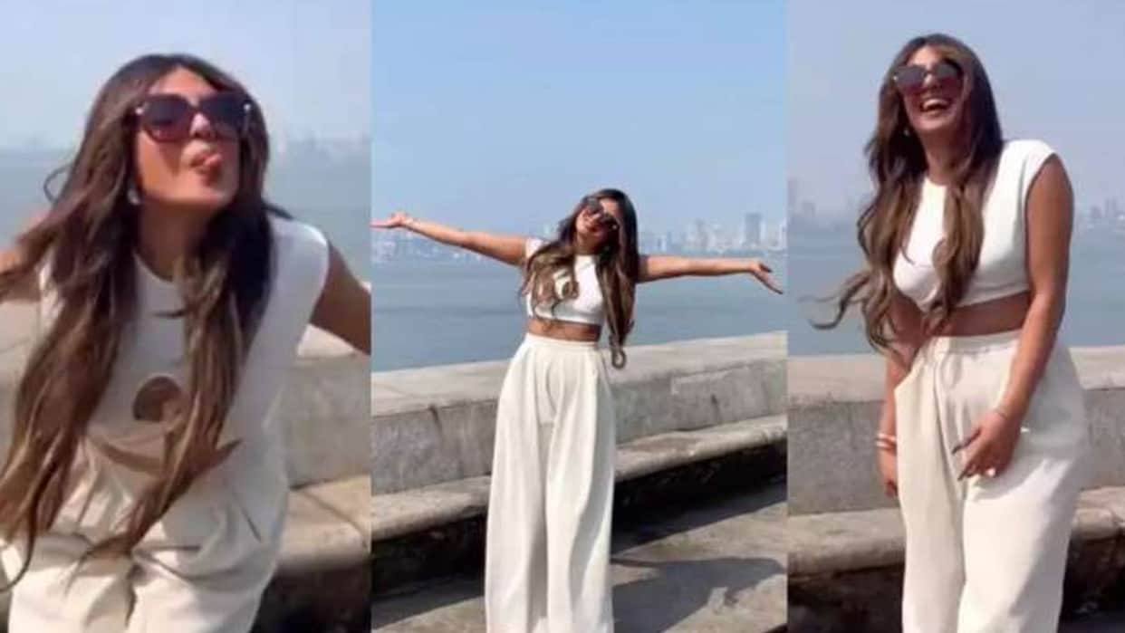 Global Actress Priyanka Chopra posted a video on social media having fun at Marine Drive