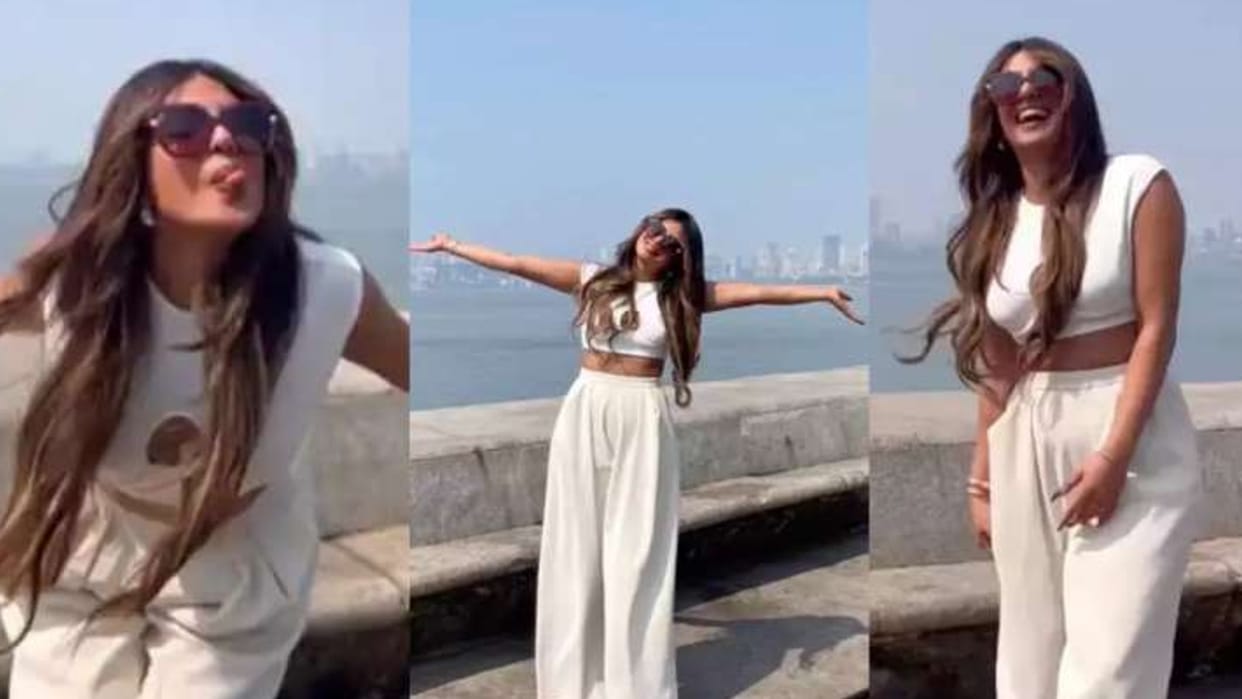 Global Actress Priyanka Chopra posted a video on social media having fun at Marine Drive