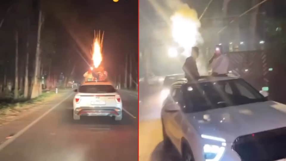 Roorkee News: Three youth Arrested for celebrate birthday in running car on road and fireworks on roof