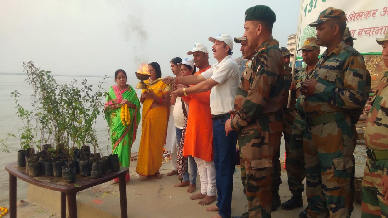 Namami Gange Aarti performed on the anniversary of declaring Ganga a national river distributed 201 Tulsi