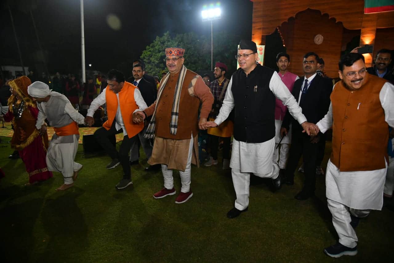 Uttarakhand Igas Festival 2022 CM Pushkar singh  Dhami dance and play bhelo celebration photos