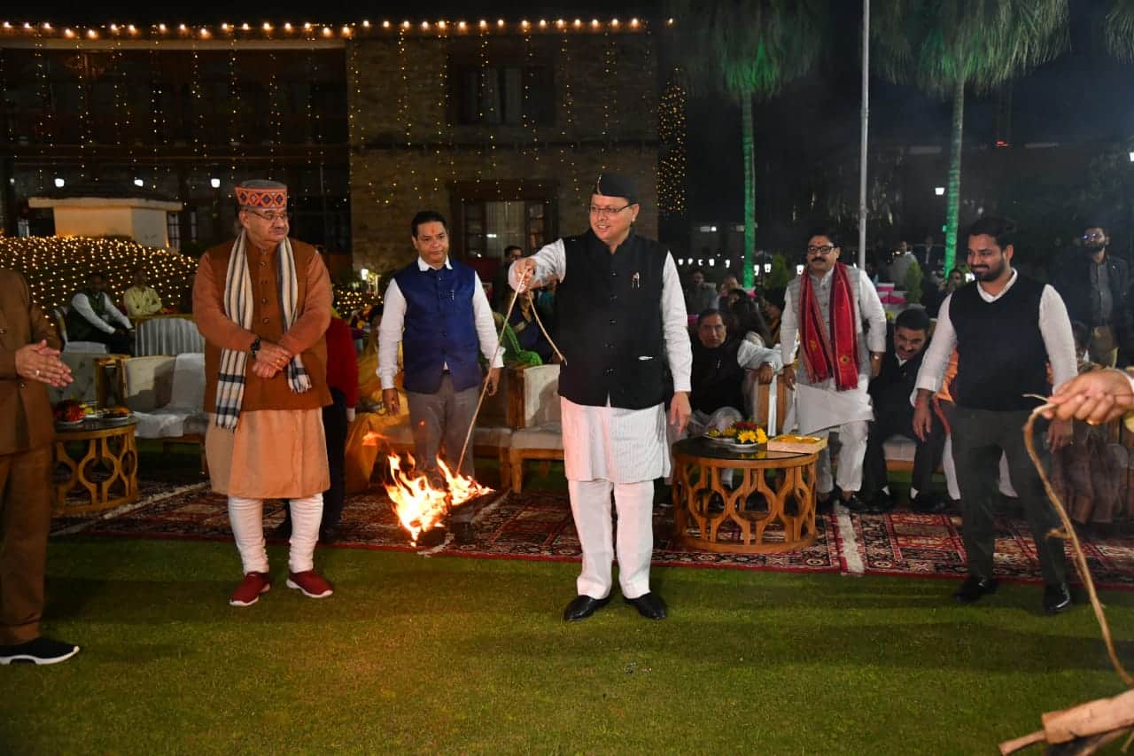 Uttarakhand Igas Festival 2022 CM Pushkar singh  Dhami dance and play bhelo celebration photos