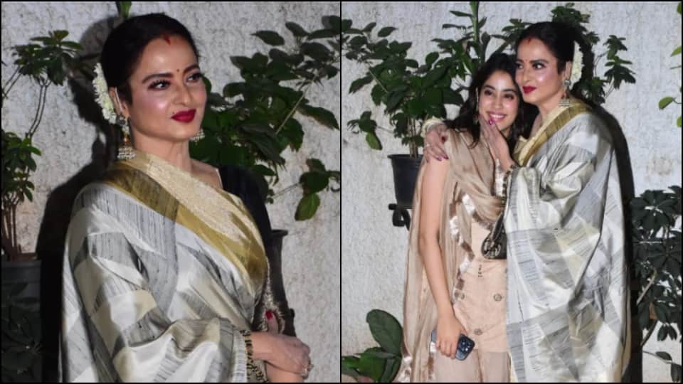 Rekha showered love for sridevi daughter Janhvi kapoor at mili screening video viral
